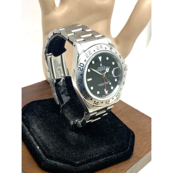 Rolex Men's Watch Explorer II 16570 GMT Swiss Automatic Black Dial Silver Steel - Picture 2 of 14
